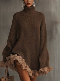 Fraukje | Robe-chemise oversize en tricot avec d’élégants détails en dentelle