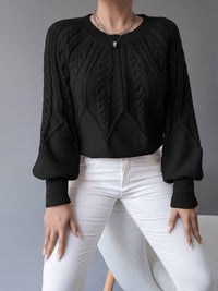 Elise | Warmer Strickpullover mit eleganter Zopfstruktur und Laternärmeln