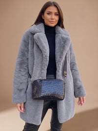 Lydia | Long Fur Coat with Open Front and Soft Teddy Texture