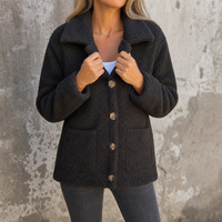 Katherine | Soft Curly Faux Fur Coat with Button Closure and Relaxed Fit