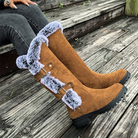 Chloe | Warm Faux Suede Knee-High Boots with Fur Collar