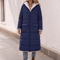 Rosalie | Wende-Steppwinterjacke in Sherpa-Optik mit Kapuze
