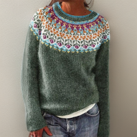 Helena | Retro-Strickpullover mit Blumenmuster und Vintage-Charakter