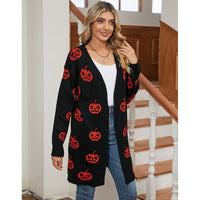 Nadine | Gemütliche Halloween-Strickjacke mit Kürbismotiv