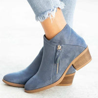 Danae | Stylish Suede Ankle Boots with Low Heel and Zipper