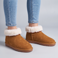 Victoria | Warm ankle boots with faux fur lining, lace-up closure, and grippy sole