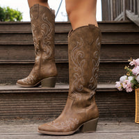 Sophie | Tijdloze Cowboylaarzen met Ruime Kuit en Westernborduursels