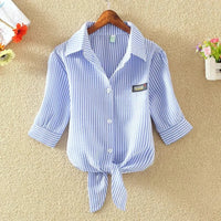 Luna Summer Striped Blouse with White Buttons