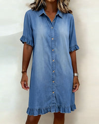 Lotte | Stijlvolle denimjurk met flatterende ruches