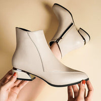 Sophie | Elegant ankle boots with pointed toe and subtle metallic heel