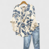Sanne | Elegante y ligera blusa de flores con volantes