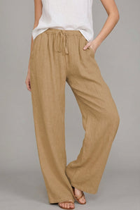 Fenna | Luftige Leinenhose mit weitem Bein und Kordelzug
