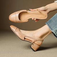 Davina | Elegante Leren Slingback Pumps met Blokhak