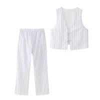 Lunora Summer Set: Striped Top and High-Waist Pants