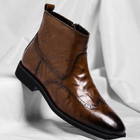 Rafael | Classic Italian leather ankle boots with brogue details