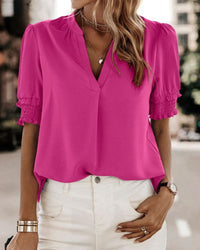 Mila | Elegant Blouse with Puff Sleeves in Vibrant Fuchsia