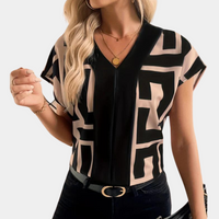 Jessica | Geometrische V-hals Blouse