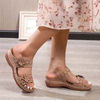 Velanora OrthoSandals - Wedge Sandals with Floral Pattern