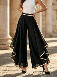 Nova | Pantalón palazzo elegante con acentos dorados