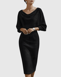 Tessa | Elegant midi dress with batwing sleeves