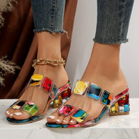 Sabine | Elegante Slide-Sandalen mit transparentem Edelsteinhacke
