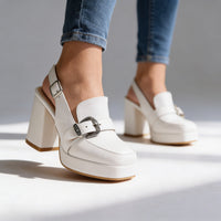 Rosalie | Eigentijdse platform slingback loafers met blokhak