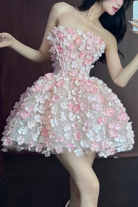 Feline | Mini-robe bustier avec fleurs et strass