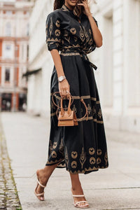 Clara | Elegante En Moderne Geprinte Midi Jurk