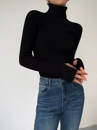 Sophie | Pull côtelé ajusté avec un col élégant