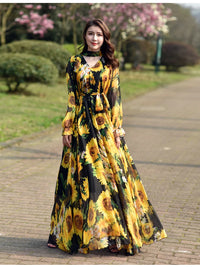 GoldenAura Blumenbedrucktes Maxikleid