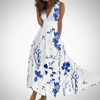 Saar | Elegante vestido maxi azul con flores