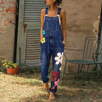 Eliza | Denim-Jumpsuit mit Blumenmuster