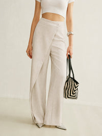 Nova | Asymmetrische High-Waist Wickelhose mit weitem Bein