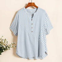 Sommer Damen Gestreiftes V-Ausschnitt T-Shirt