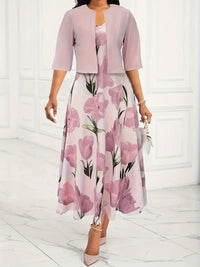 Jeanine | Elegant Two-Piece Maxi Dress Set with Floral Print