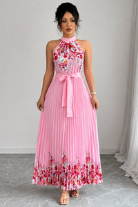 Mia | Romantic Pleated Midi Dress with Floral Print