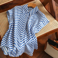 Zomer Chic Shirt Streep Vintage Blouse