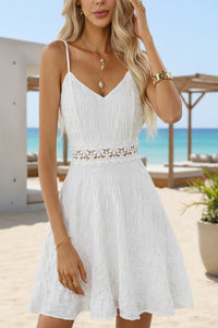 Emma | Élégante mini-robe avec taille en dentelle et structure jacquard