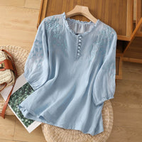 Femke | Blusa elegante con bordado de flores