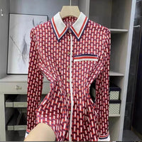 Chemise Ample Patchwork Rayée Printemps et Été pour Femmes