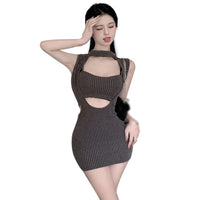 Damen Kleid Halter ärmellos vielseitiges Kleid koreanische Version einfarbiges Kleid