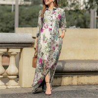 Langes Baumwollkleid mit Blumenmuster von Edelweiss Elegance