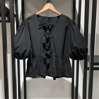 ZomerGlow Camicia da Donna con Stampa e Fiocco