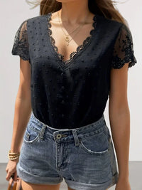 Dames Zomer Blouses - Elegante V-hals en Korte Mouwen