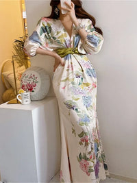 Bella Moda Bloemrijke Vintage Midi Jurk
