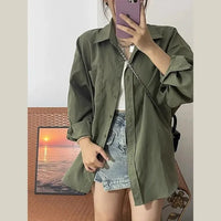 Harajuku grüne Basic-Bluse