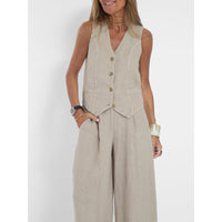 Sophie | Elegantes Leinenwesten-Set mit weiter Hose