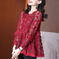 Elegante Herfst Ruches Blouse voor Vrouwen