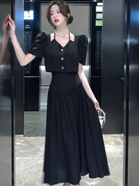 Shimmering Sun: Elegant Two-Piece Skirt Set