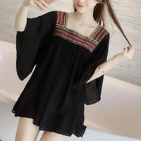 Sommerliche Folk Patchwork Bluse - Stilvoll und Bequem!